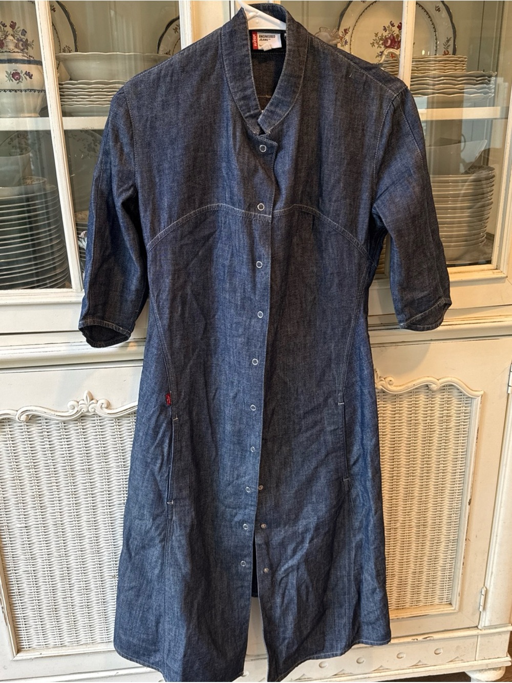 Levi's Dark Blue Denim Maxi Button-Front Dress